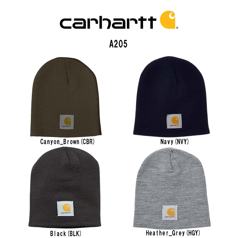 Carhartt(カーハート)ニットキャップ ビーニー 帽子 ニット帽 無地 アクリル 定番 ロゴ ワンポイント ユニセックス ストリート シンプル カジュアル USA A205