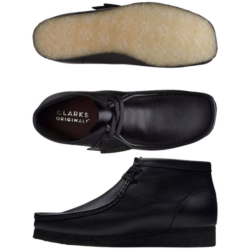 CLARKS(クラークス)ワラビーブーツ アンクルブーツ レザー スタンダード シューズ ハイカット ブラック レースアップ メンズ WALLABEE BOOT 26155512