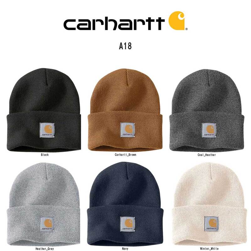 Carhartt(カーハート)ニットキャップ ビーニー 帽子 ニット帽 無地 ワンポイント 定番 ロゴ アクリルワッチ リブニット ストリート カジュアル USA A18