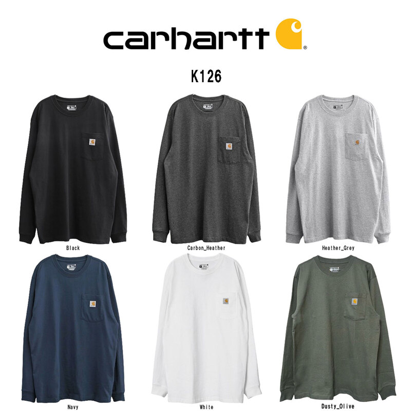 Carhartt(カーハート)Tシャツ 長袖 ロンT ポケット ポケT ワークウェア ルーズフィット オーバーサイズ シンプル ワンポイント メンズ K126