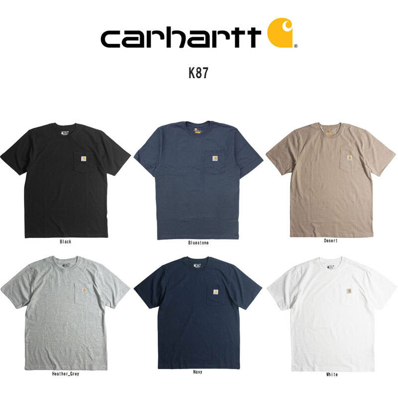 Carhartt(カーハート)Tシャツ 半袖 ポケット ポケT クルーネック ヘビーウェイト ルーズフィット ワンポイント ロゴタグ 定番 ワークウェア メンズ K87