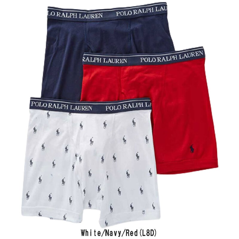 POLO RALPH LAUREN(ポロ ラルフローレン)ボクサーパンツ ボクサーブリーフ ミドル 3枚セット コットン クラシックフィット メンズ 男性用 下着 NCBBP3