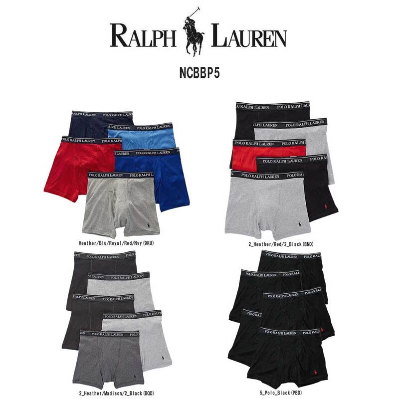 POLO RALPH LAUREN(ポロ ラルフローレン)ボクサーパンツ ボクサーブリーフ ミドル コットン クラシックフィット 5枚組 セット メンズ 男性用 下着 NCBBP5