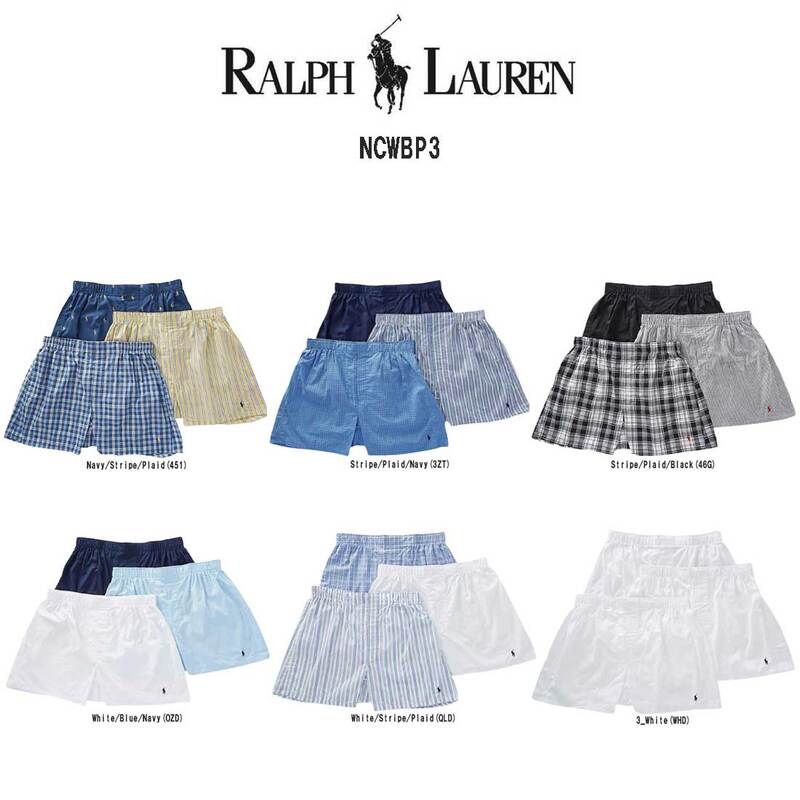 POLO RALPH LAUREN(ポロ ラルフローレン)トランクス ウーブンボクサー コットン クラシックフィット 綿 3枚組 セット 総柄 メンズ 男性用 下着 NCWBP3