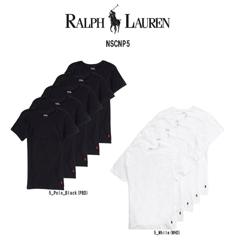 POLO RALPH LAUREN(ポロ ラルフローレン)Tシャツ クルーネック 半袖 スリムフィット コットン 5枚組 パック メンズ インナー 男性用 肌着 下着 NSCNP5