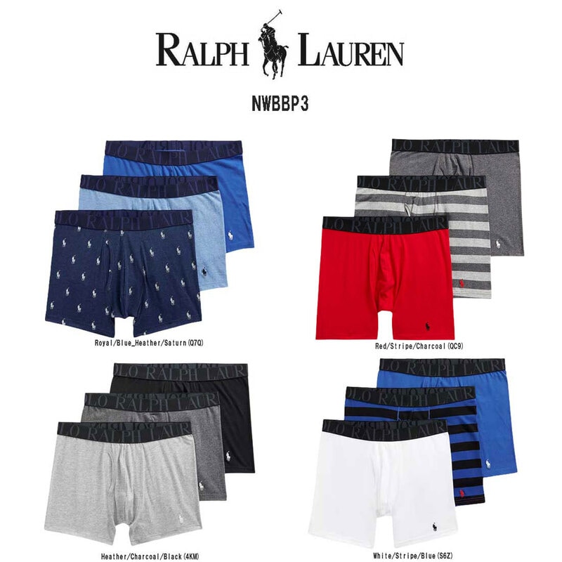 POLO RALPH LAUREN(ポロ ラルフローレン)ミドル ボクサーパンツ ストレッチ 3枚セット お買い得 パック メンズ 下着 Stretch Classic Fit NWBBP3