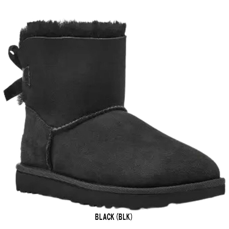 UGG ブラックムートンブーツ リボン付き　 W MINI BAILEY UGG ブーツ 通販 レディース キッズ ムートンブーツ リボン シープ