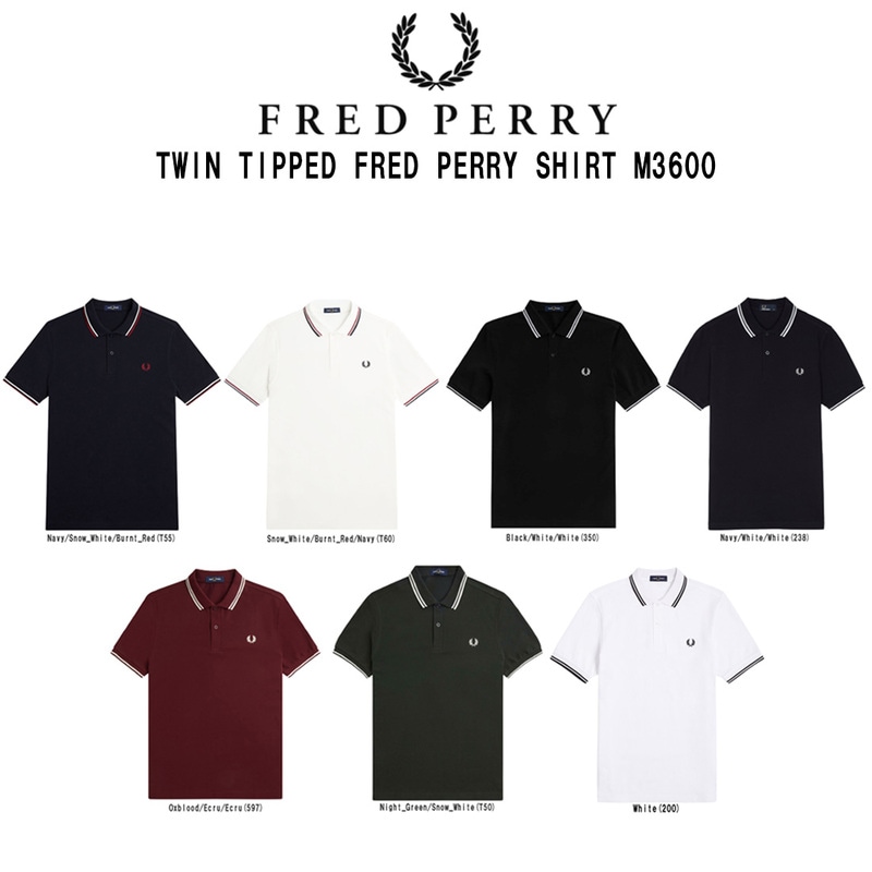 FRED PERRY(フレッドペリー)ポロシャツ 半袖 ティップライン レギュラーフィット コットンピケ ロゴ 刺繍 メンズ レディース 定番 TWIN TIPPED M3600