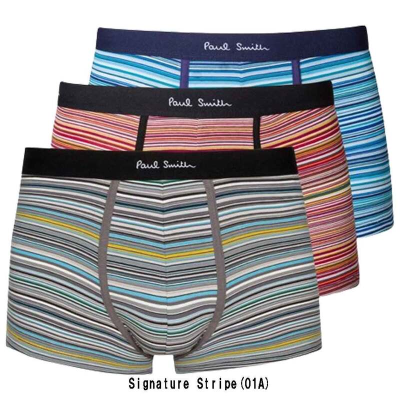 Paul Smith(ポールスミス)ボクサーパンツ 前閉じ 3枚セット お買得パック メンズ 男性用下着 Trunk 3pk Sign Mix M1A-914-M3PKP