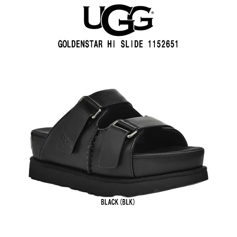 UGG(アグ)レディース ゴールデンスター ハイ スライド サンダル スリッパ レザー ベルト プラットフォーム 厚底 調節可能 GOLDENSTAR HI SLIDE 1152651
