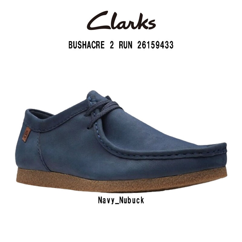 CLARKS(クラークス)シェイカー II ラン モカシン シューズ ヌバック レザー ブルー ネイビー カジュアル SHACRE 2 RUN 26159433