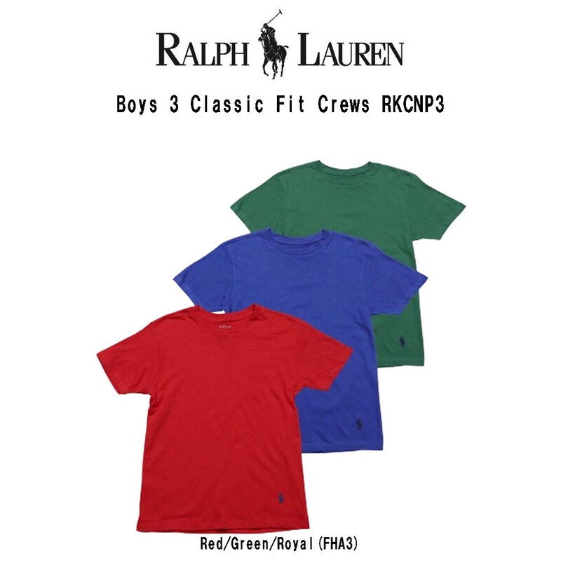 POLO RALPH LAUREN(ポロ ラルフローレン)クルーネック Tシャツ 3枚 