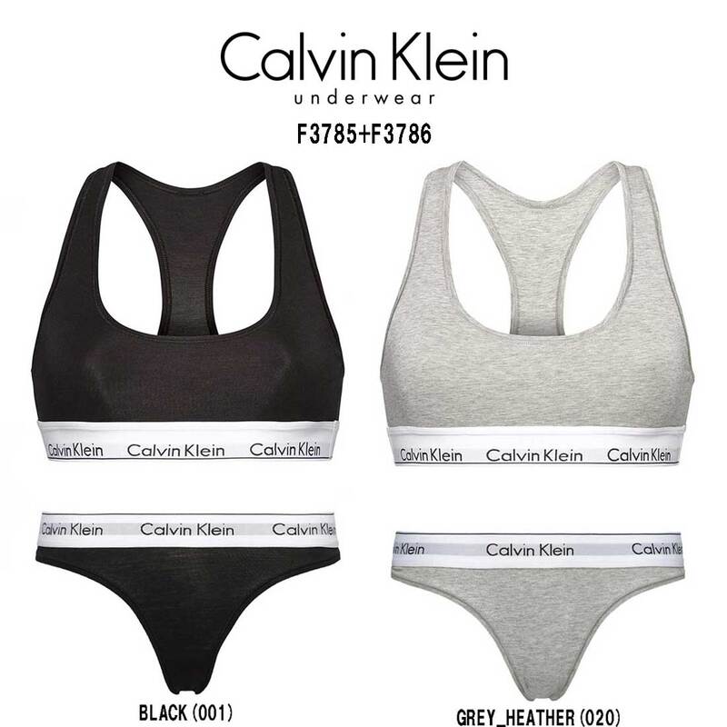 (SALE)Calvin Klein(カルバンクライン)ck レディース ブラ&ショーツ セット Tバック ロゴ スポーツ ジム トレーニング アンダーウェア 女性用 下着 F3785+F3786