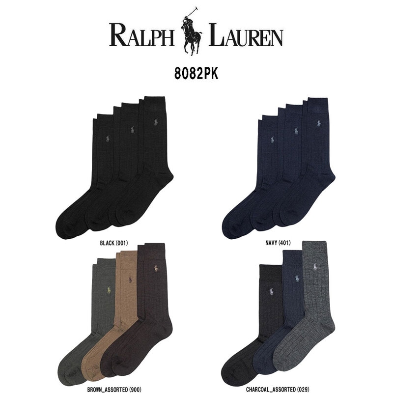 POLO RALPH LAUREN(ポロ ラルフローレン)メンズ ビジネス カジュアル ソックス 3足セット アソート ワンポイント 刺繍 男性用 靴下 ギフト 8082PK