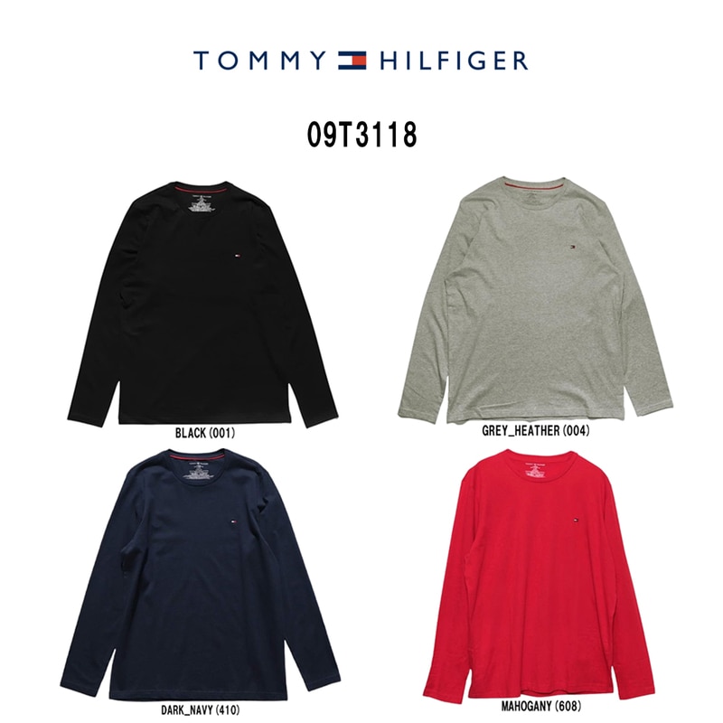 (SALE)TOMMY HILFIGER(トミーヒルフィガー)Tシャツ 長袖 クルーネック コットン ロゴ ワンポイント メンズ 09T3118