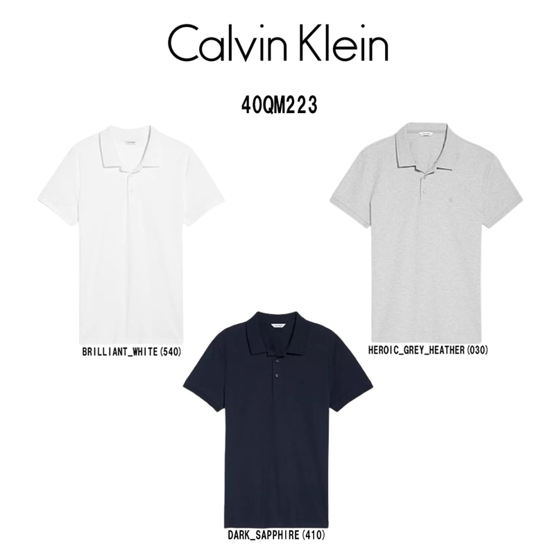 Calvin Klein(カルバンクライン)ck ポロシャツ 半袖 コットン ワンポイント スリムフィット シンプル メンズ SMOOTH COTTON SLIM FIT POLO 40QM223