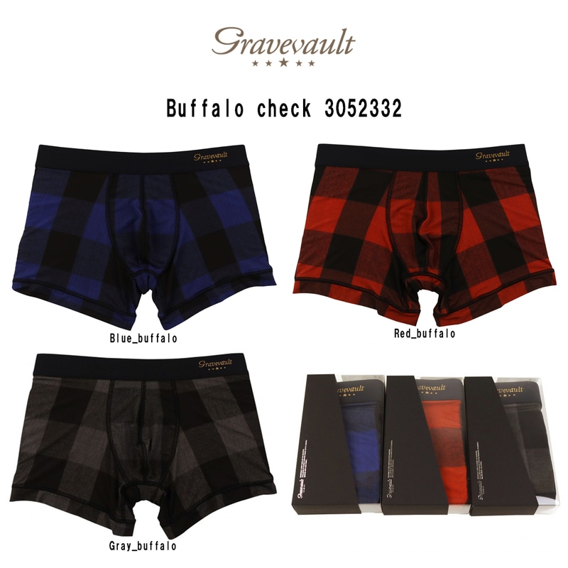 (SALE)gravevault(グレイブボールト)ショート ボクサーパンツ メンズ 下着 Buffalo check 3052332
