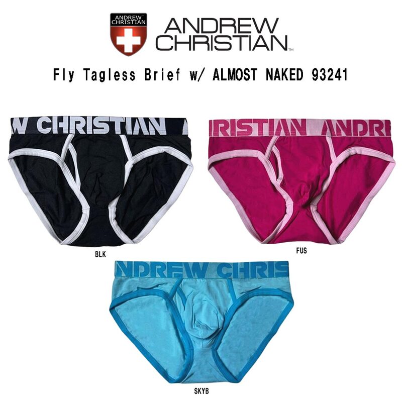 (SALE)ANDREW CHRISTIAN(アンドリュークリスチャン)ブリーフ 前開き フルバック メンズ 男性用 下着 パンツ コットン Fly Tagless Brief w/ ALMOST NAKED 93241