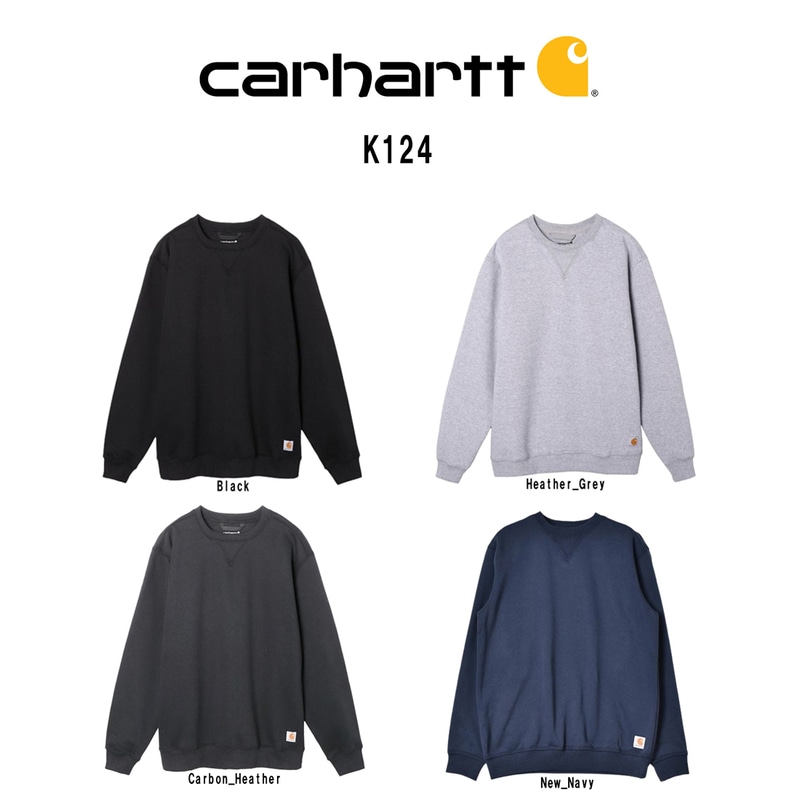 (SALE)Carhartt(カーハート)メンズ スウェット トレーナー 長袖 クルーネック プルオーバー 裏起毛 ミッドウェイト ルーズフィット オーバーサイズ ロゴ K124