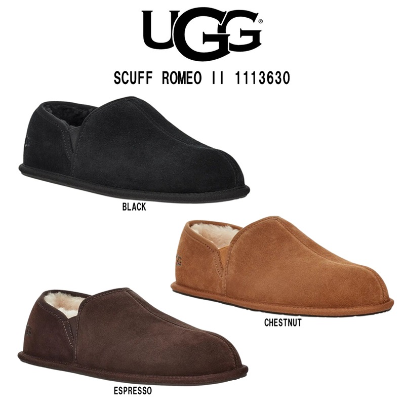 UGG(アグ)メンズ スカッフ ロメオ スリッポン シューズ スリッパ スエード ムートン ふわふわ リラックス カジュアル 男性用 靴 M SCUFF ROMEO II 1113630