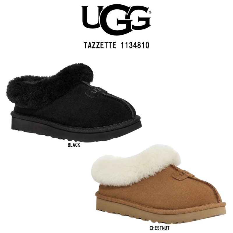 UGG(アグ)レディース タゼット スリッポン クロッグ ムートン ボア スリッパ スエード ふわふわ 厚底 シューズ ロゴ ルームシューズ W TAZZETTE 1134810