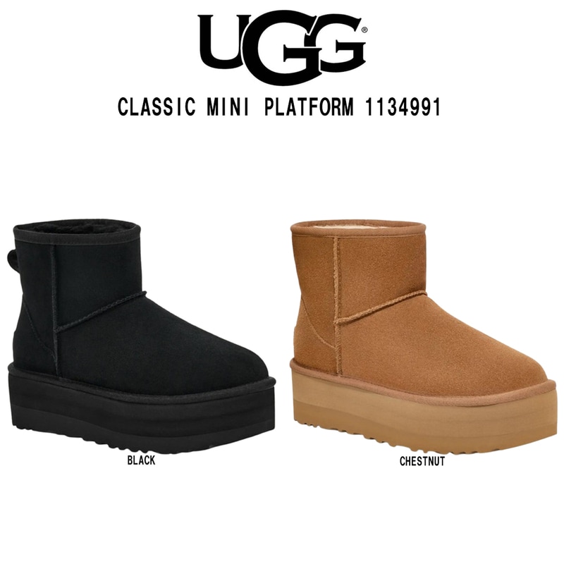 (SALE)UGG(アグ)ムートン ブーツ ショート 厚底 スエード クラシックミニ プラットフォーム カジュアル レディース 女性用 靴 CLASSIC MINI PLATFORM 1134991
