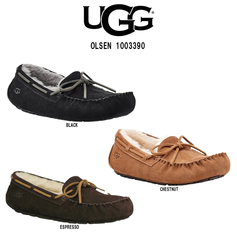UGG(アグ)メンズ オルセン モカシン スリッポン シューズ ムートン ボア スエード ウール ふわふわ レース 屋内 屋外 男性用 靴 M OLSEN 1003390