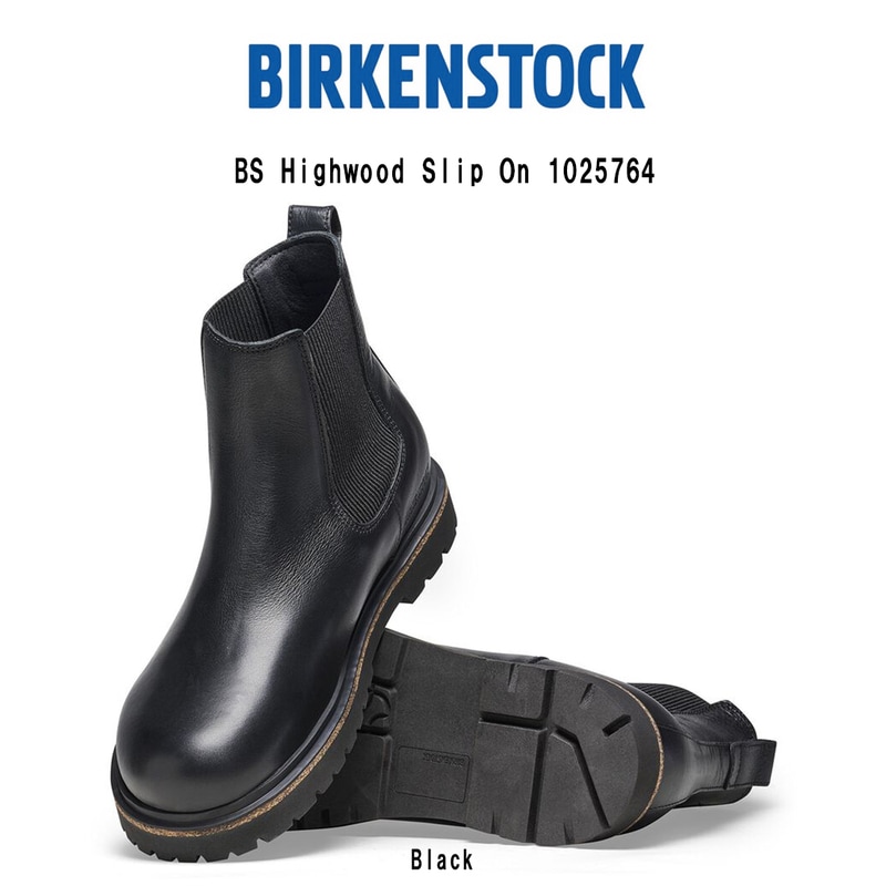 BIRKENSTOCK(ビルケンシュトック)ハリウッド ブーツ サイドゴア シューズ レザー レギュラー ブラック メンズ  男性用 革靴 Highwood Slip On 1025764
