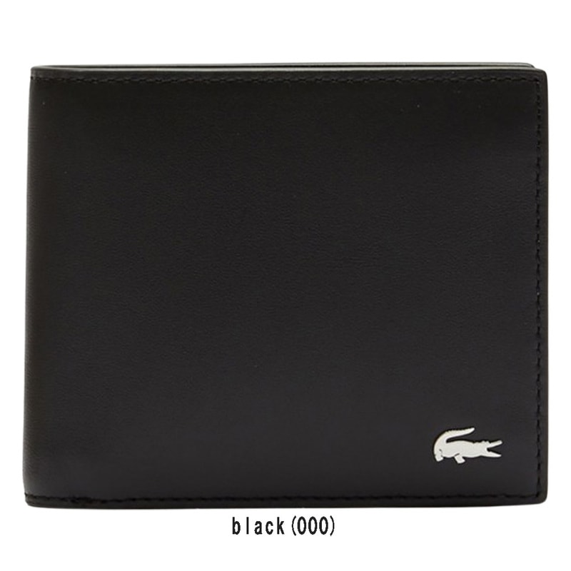 LACOSTE(ラコステ)財布 レザー 二つ折り 小銭入れ付き ウォレット ワンポイント ワニ 本革 シンプル シック ポケット メンズ 男性用 NH1112FG