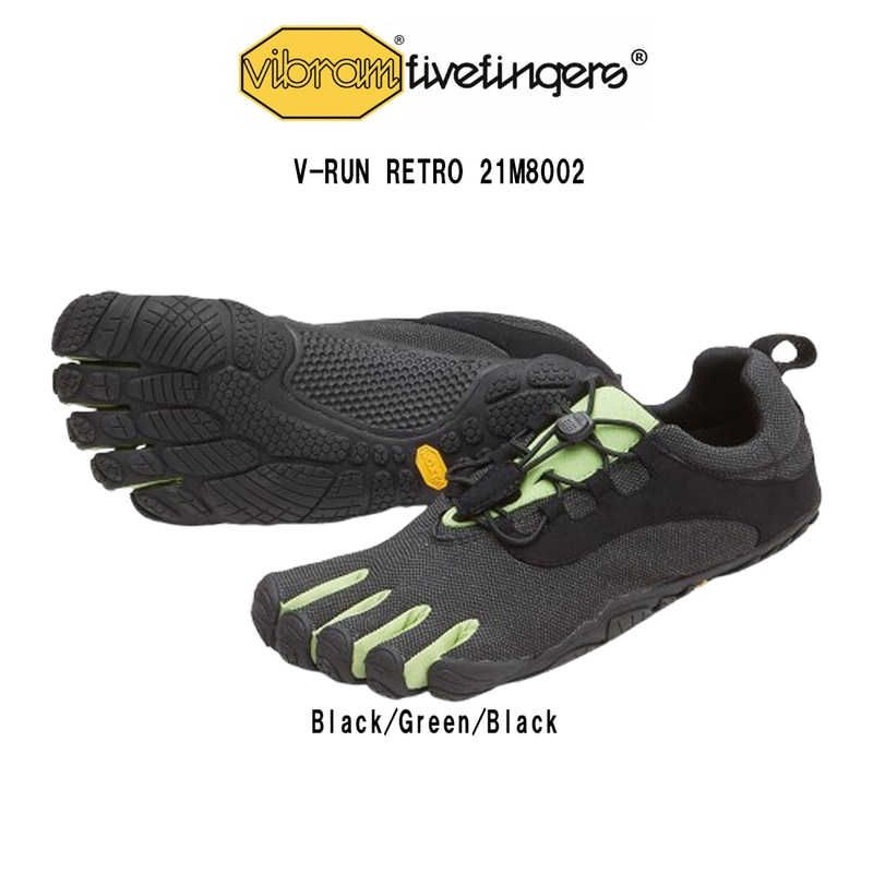 Vibram FiveFingers(ビブラムファイブフィンガーズ)レディース 五本指 シューズ ランニング トレーニング グリーン ブラック V-Run RETRO 21W8002