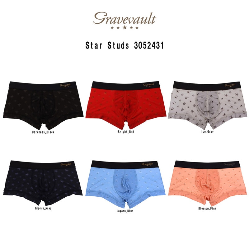 gravevault(グレイブボールト)ボクサーパンツ ローライズ 前閉じ ナイロン スター 日本製 ラグジュアリー ギフト メンズ 男性用 下着 Star Studs 3052431