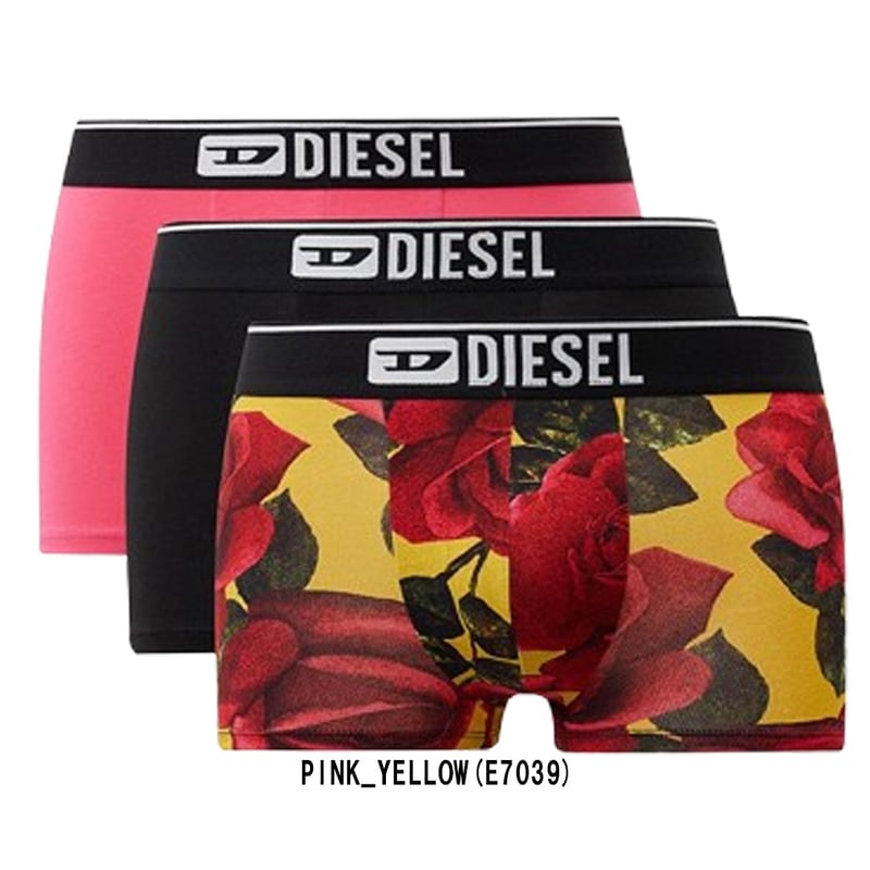 DIESEL(ディーゼル)ボクサーパンツ 前閉じ 無地 ロゴ コットン 3枚組 セット メンズ 男性用 UMBX-DAMIENTHREEPACK BOXER-SHORTS 0ST3V0CBDX