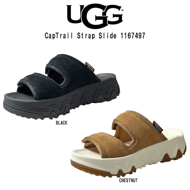 (SALE)UGG(アグ)レディース キャップトレイル ストラップ スライド サンダル スエード 調節可能 厚底 春夏 スリッパ W CapTrail Strap Slide 1167497