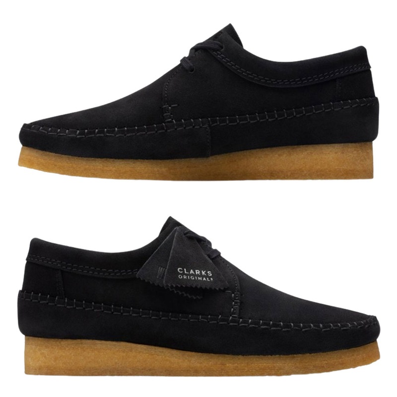 CLARKS(クラークス)ウィーバー モカシン シューズ ローカット レースアップ ブラック スエード カジュアル メンズ Weaver 26165081