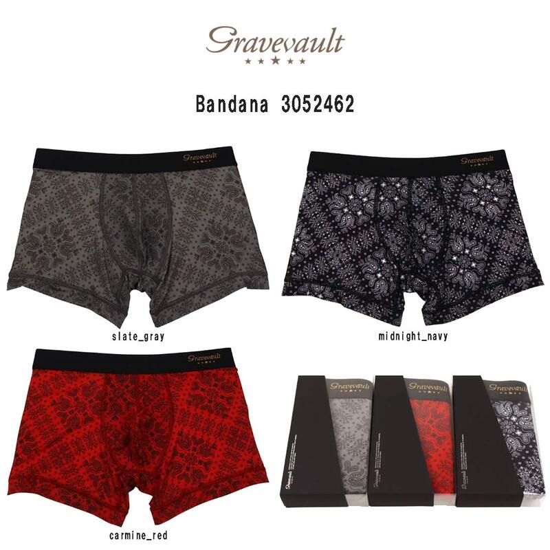 gravevault(グレイブボールト)ボクサーパンツ ショート 前閉じ ナイロン バンダナ 日本製 ラグジュアリー ギフト メンズ 男性用 下着 Bandana 3052462