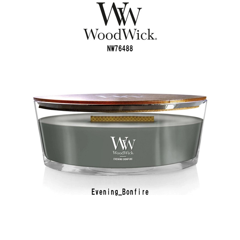 WoodWick(ウッドウィック)アロマキャンドル 【ブランド箱なし】 ハースウィック イブニングバンファイア アンバー 焚火 燃焼音 ギフト Evening Bonfire NW76488