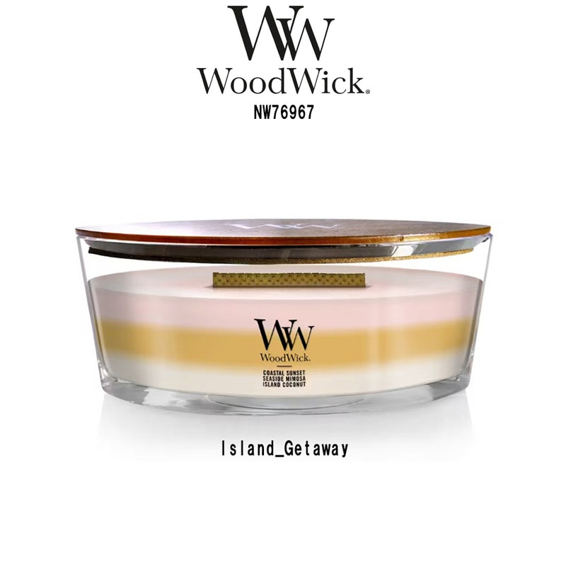 WoodWick(ウッドウィック)アロマキャンドル 【ブランド箱なし】 3層 トリロジー ハースウィック アイランドゲットアウェイ ギフト Island Getaway NW76967
