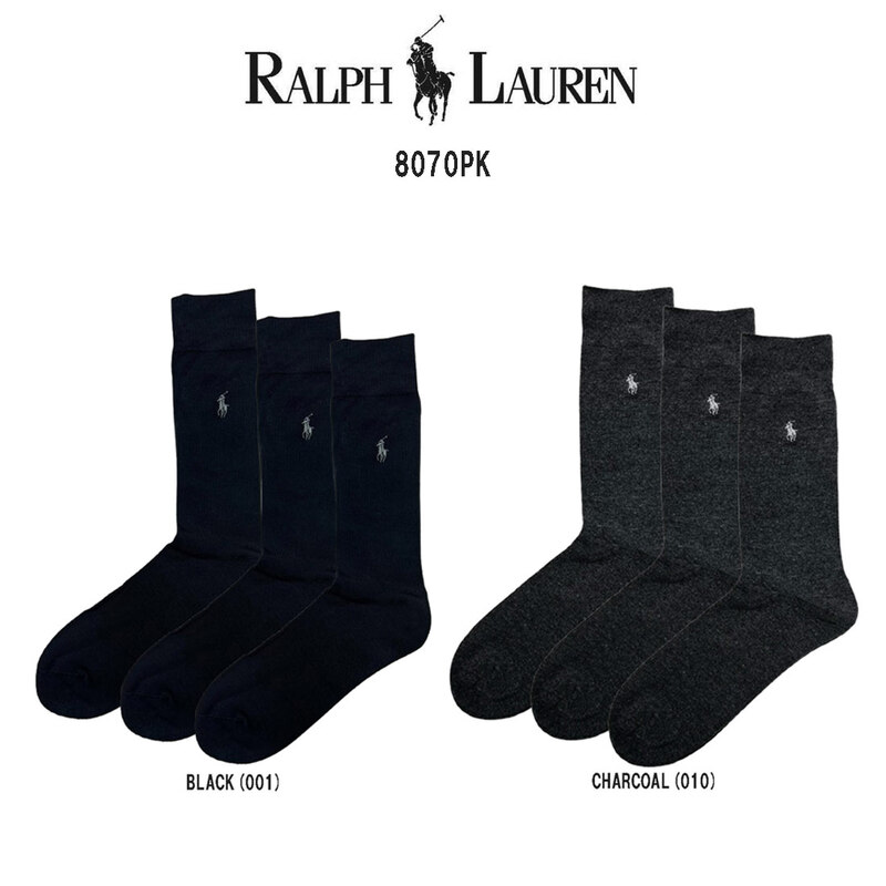 POLO RALPH LAUREN(ポロ ラルフローレン)メンズ ビジネス ソックス 3足セット ワンポイント ロゴ オススメ ギフト 人気 無地 男性 靴下 8070PK