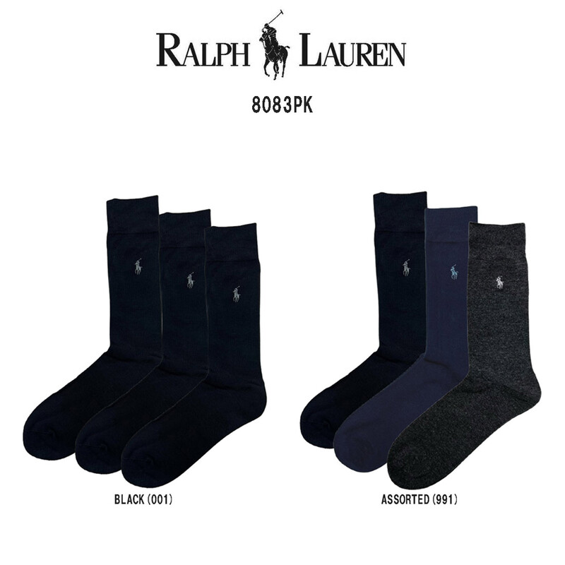 POLO RALPH LAUREN(ポロ ラルフローレン)メンズ ビジネス ソックス 3足セット ワンポイント ロゴ オススメ ギフト 人気 無地 男性 靴下 8083PK