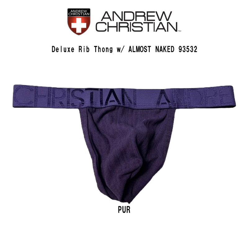 ANDREW CHRISTIAN(アンドリュークリスチャン)Tバック ビキニ メンズ 男性用 下着 パンツ セクシー Deluxe Rib Thong w/ ALMOST NAKED 93532