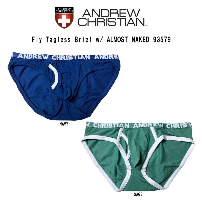 ANDREW CHRISTIAN(アンドリュークリスチャン)ブリーフ 前閉じ フルバック メンズ 男性用 下着 パンツ Fly Tagless Brief w/ ALMOST NAKED 93579