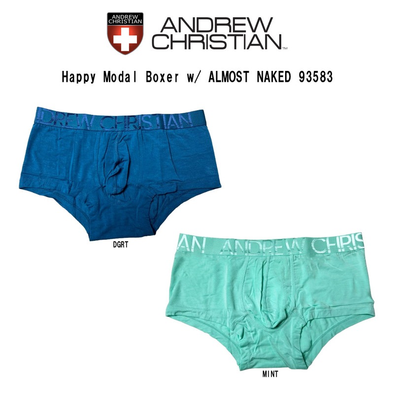 ANDREW CHRISTIAN(アンドリュークリスチャン)ボクサーパンツ 前閉じ メンズ 男性用 下着 パンツ Happy Modal Boxer w/ ALMOST NAKED 93583