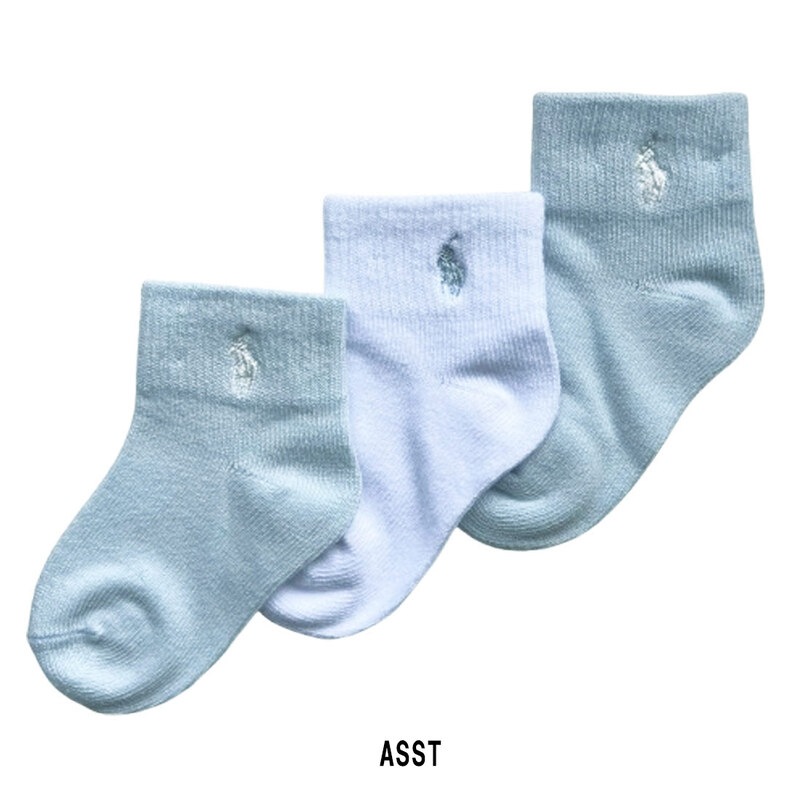 POLO RALPH LAUREN(ポロ ラルフローレン)ベビー ソックス 3足セット アソート 出産祝い おむつケーキ 赤ちゃん 男の子 女の子 ギフト 靴下 B61344IPKE/LPKE