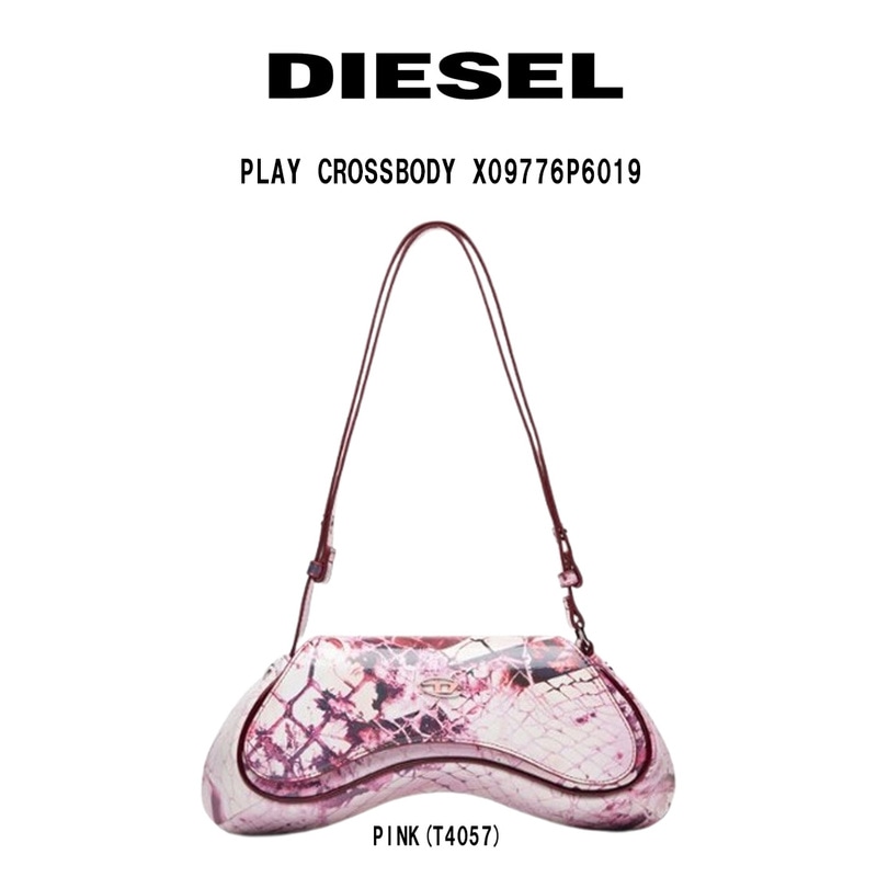 DIESEL(ディーゼル)ショルダーバッグ コンパクト クロスボディー ハンドバッグ ロゴ ピンク グラフィック レディース カバン 女性用 PLAY CROSSBODY X09776P6019