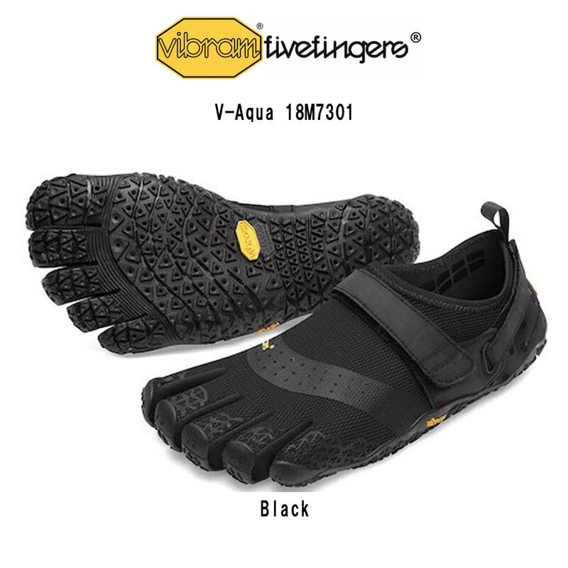 Vibram FiveFingers(ビブラムファイブフィンガーズ)メンズ 五本指 シューズ マリンスポーツ アクア 小さめ 運動靴 ブラック V-Aqua 18M7301