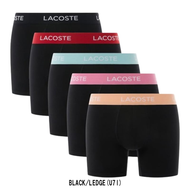 LACOSTE(ラコステ)ボクサーパンツ ボクサーブリーフ コットン ストレッチ 5枚セット ロゴ お買い得 パック 前閉じ メンズ 下着 男性用 6H1301