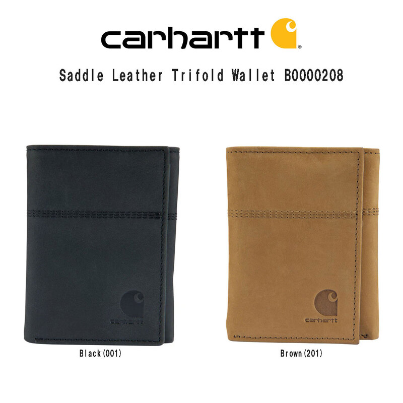 Carhartt(カーハート)財布 三つ折り ウォレット 6カード ポケット コンパクト ワンポイント ロゴ レザー 本革 メンズ レディース ギフト B0000208