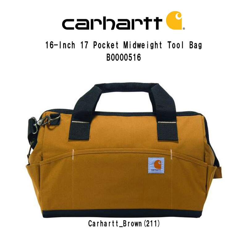 Carhartt(カーハート)ツールバッグ 工具入れ ボストンバッグ ショルダー 2WAY 大きめ 多機能 作業用 ポケット 耐久性 撥水 バッグ 鞄 16-Inch B0000516