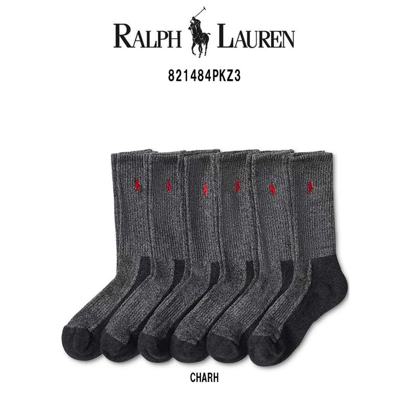POLO RALPH LAUREN(ポロ ラルフローレン)クルーソックス アソート クッション 6足セット ポニーロゴ 刺繍 靴下 男性用 メンズ ギフト 821484PKZ3