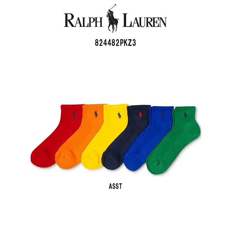 POLO RALPH LAUREN(ポロ ラルフローレン)ソックス ショート アソート 6足セット ポニーロゴ 刺繍 カラフル 靴下 男性用 メンズ ギフト 824482PKZ3
